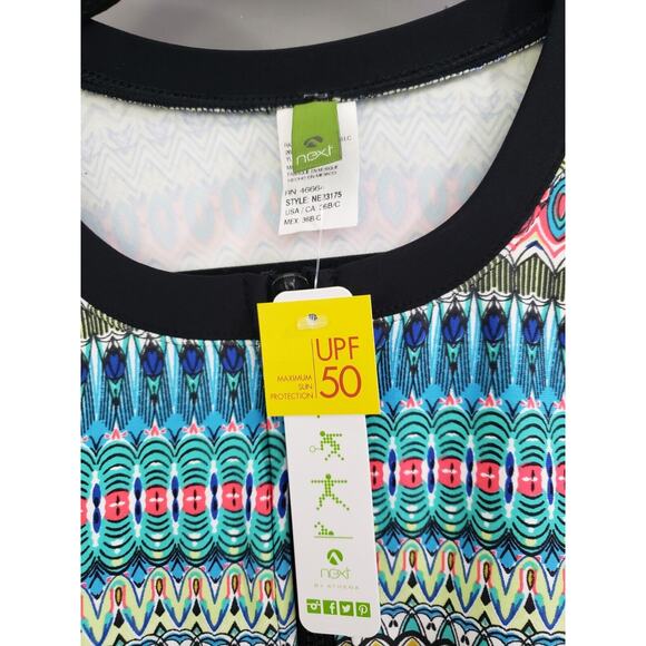 NWT‎ $99 NEXT ATHENA GEO PRINT BLACK ZIP SWIM SHIRT TOP RASH GUARD 36B / C - Picture 3 of 6